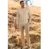 imageArachampampCloz Mens Wool Blend Loose Fit Sweater Ultra Soft 2025 Spring Bottoming Crewneck Fashion PulloverApricot
