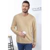 imageArachampampCloz Mens Wool Blend Loose Fit Sweater Ultra Soft 2025 Spring Bottoming Crewneck Fashion PulloverApricot