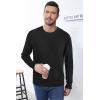 imageArachampampCloz Mens Wool Blend Loose Fit Sweater Ultra Soft 2025 Spring Bottoming Crewneck Fashion PulloverLblack