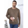 imageArachampampCloz Mens Wool Blend Loose Fit Sweater Ultra Soft 2025 Spring Bottoming Crewneck Fashion PulloverLcoffee