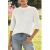 imageArachampampCloz Womens 100 Cotton Fall Casual Relaxed Fit Crochet Tops 2025Beige