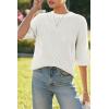 imageArachampampCloz Womens 100 Cotton Fall Casual Relaxed Fit Crochet Tops 2025Beige