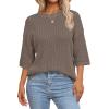 imageArachampampCloz Womens 100 Cotton Fall Casual Relaxed Fit Crochet Tops 2025Coffee