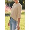 imageArachampampCloz Womens 100 Cotton Fall Casual Relaxed Fit Crochet Tops 2025Light Khaki