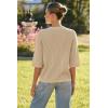 imageArachampampCloz Womens 100 Cotton Fall Casual Relaxed Fit Crochet Tops 2025Light Khaki