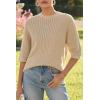 imageArachampampCloz Womens 100 Cotton Fall Casual Relaxed Fit Crochet Tops 2025Light Khaki