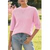 imageArachampampCloz Womens 100 Cotton Fall Casual Relaxed Fit Crochet Tops 2025Light Pink