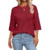 imageArachampampCloz Womens 100 Cotton Fall Casual Relaxed Fit Crochet Tops 2025Red