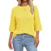 imageArachampampCloz Womens 100 Cotton Fall Casual Relaxed Fit Crochet Tops 2025Yellow