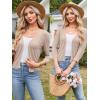 imageArachampampCloz Womens 2024 Lightweight Summer Cardigan 34 Sleeve Crochet Patterns Knit Shrug Sweater TopsApricot