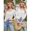 imageArachampampCloz Womens 2024 Lightweight Summer Cardigan 34 Sleeve Crochet Patterns Knit Shrug Sweater TopsBeige White