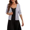 imageArachampampCloz Womens 2024 Lightweight Summer Cardigan 34 Sleeve Crochet Patterns Knit Shrug Sweater TopsGrey