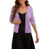 imageArachampampCloz Womens 2024 Lightweight Summer Cardigan 34 Sleeve Crochet Patterns Knit Shrug Sweater TopsPurple