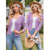 imageArachampampCloz Womens 2024 Lightweight Summer Cardigan 34 Sleeve Crochet Patterns Knit Shrug Sweater TopsPurple