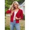 imageArachampampCloz Womens 2024 Lightweight Summer Cardigan 34 Sleeve Crochet Patterns Knit Shrug Sweater TopsRed