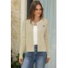 imageArachampampCloz Womens 2025 Summer Lightweight Cardigan Long Sleeve Cable Knit Hollow Out Bow Embroidery TopsBeige