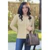 imageArachampampCloz Womens 2025 Summer Lightweight Cardigan Long Sleeve Cable Knit Hollow Out Bow Embroidery TopsBeige