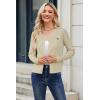 imageArachampampCloz Womens 2025 Summer Lightweight Cardigan Long Sleeve Cable Knit Hollow Out Bow Embroidery TopsBeige