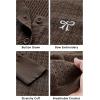 imageArachampampCloz Womens 2025 Summer Lightweight Cardigan Long Sleeve Cable Knit Hollow Out Bow Embroidery TopsBrown