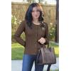 imageArachampampCloz Womens 2025 Summer Lightweight Cardigan Long Sleeve Cable Knit Hollow Out Bow Embroidery TopsBrown