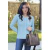 imageArachampampCloz Womens 2025 Summer Lightweight Cardigan Long Sleeve Cable Knit Hollow Out Bow Embroidery TopsLight Blue