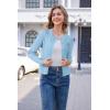imageArachampampCloz Womens 2025 Summer Lightweight Cardigan Long Sleeve Cable Knit Hollow Out Bow Embroidery TopsLight Blue