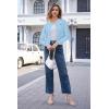 imageArachampampCloz Womens 2025 Summer Lightweight Cardigan Long Sleeve Cable Knit Hollow Out Bow Embroidery TopsLight Blue