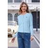 imageArachampampCloz Womens 2025 Summer Lightweight Cardigan Long Sleeve Cable Knit Hollow Out Bow Embroidery TopsLight Blue