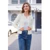 imageArachampampCloz Womens 2025 Summer Lightweight Cardigan Long Sleeve Cable Knit Hollow Out Bow Embroidery TopsOffwhite