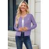 imageArachampampCloz Womens 2025 Summer Lightweight Cardigan Long Sleeve Cable Knit Hollow Out Bow Embroidery TopsPurple