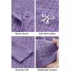 imageArachampampCloz Womens 2025 Summer Lightweight Cardigan Long Sleeve Cable Knit Hollow Out Bow Embroidery TopsPurple