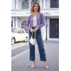 imageArachampampCloz Womens 2025 Summer Lightweight Cardigan Long Sleeve Cable Knit Hollow Out Bow Embroidery TopsPurple