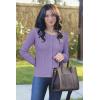 imageArachampampCloz Womens 2025 Summer Lightweight Cardigan Long Sleeve Cable Knit Hollow Out Bow Embroidery TopsPurple