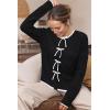 imageArachampampCloz Womens Bow Sweaters Fall Color Block Casual Cardigan Sweaters 2025Blackwhite