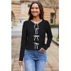 imageArachampampCloz Womens Bow Sweaters Fall Color Block Casual Cardigan Sweaters 2025Blackwhite