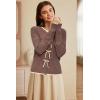 imageArachampampCloz Womens Bow Sweaters Fall Color Block Casual Cardigan Sweaters 2025Coffeeapricot
