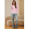 imageArachampampCloz Womens Bow Sweaters Fall Color Block Casual Cardigan Sweaters 2025Pinkwhite