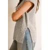 imageArachampampCloz Womens Cotton Blend Cap Sleeve Side Slit Sweater Vest Fall Casual Tops 2025Khaki Grey