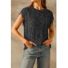 imageArachampampCloz Womens Cozy Cotton Fringe Cable Knit Western Outfits Fall Sweater Vests 2025Black Heather