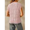 imageArachampampCloz Womens Cozy Cotton Fringe Cable Knit Western Outfits Fall Sweater Vests 2025Pink Orange Heather