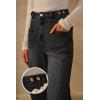 imageArachampampCloz Womens Denim Adjustable Waist Buttons High Waisted Wide Leg Jeans 2025Black
