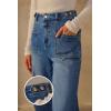 imageArachampampCloz Womens Denim Adjustable Waist Buttons High Waisted Wide Leg Jeans 2025Blue