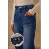 imageArachampampCloz Womens Denim Adjustable Waist Buttons High Waisted Wide Leg Jeans 2025Dark Blue