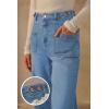 imageArachampampCloz Womens Denim Adjustable Waist Buttons High Waisted Wide Leg Jeans 2025Light Blue