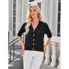 imageArachampampCloz Womens Lightweight Cardigan Short Sleeve Shrugs Button Crochet Knit Fashion Sweaters Tops Cozy CloudsBlack