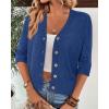 imageArachampampCloz Womens Lightweight Cardigan Short Sleeve Shrugs Button Crochet Knit Fashion Sweaters Tops Cozy CloudsBlue