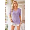 imageArachampampCloz Womens Lightweight Fall Sweater Tops Casual Short Sleeve Blouses ShirtsAzlight Purple