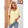 imageArachampampCloz Womens Lightweight Fall Sweater Tops Casual Short Sleeve Blouses ShirtsBlight Yellow