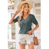imageArachampampCloz Womens Lightweight Fall Sweater Tops Casual Short Sleeve Blouses ShirtsGrey Green