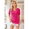 imageArachampampCloz Womens Lightweight Fall Sweater Tops Casual Short Sleeve Blouses ShirtsHot Pink
